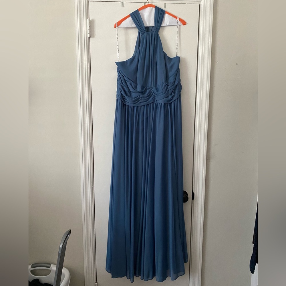 David’s Bridal Steel Blue Bridesmaid dress